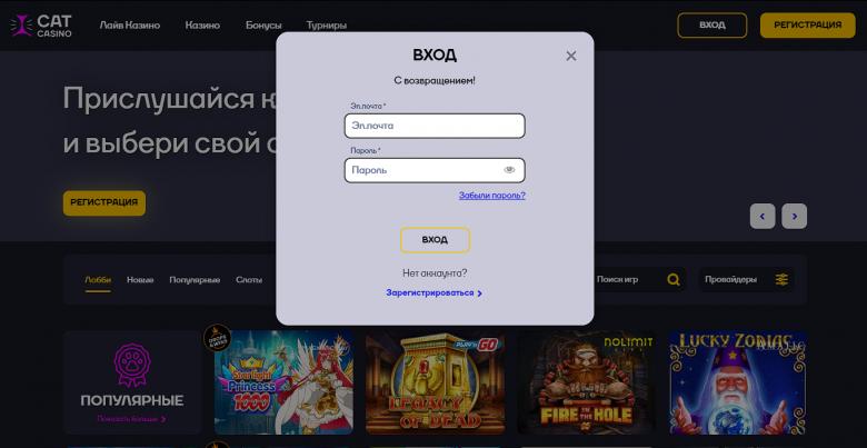 Кет казино - вход в личный кабинет
